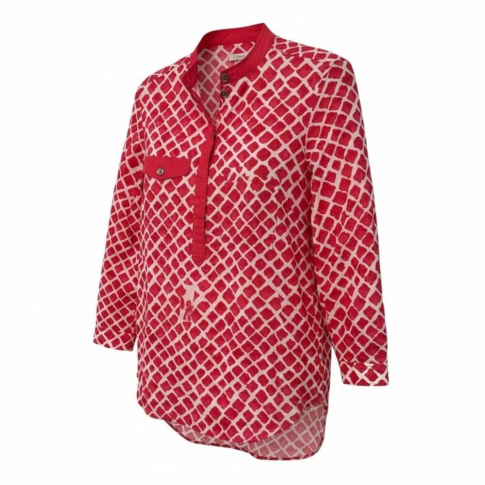 COACH PARTIAL BUTTON FRONT CORAL/WHITE COVER UP SZ S